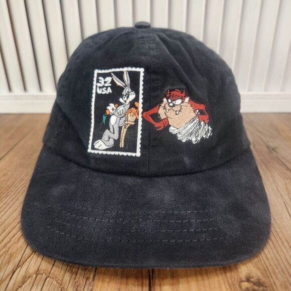 VTG 1997 Looney Tunes Stamp Collection Bugs Bunny Tasmanian Devil Hat Cap USPS - Picture 2 of 11